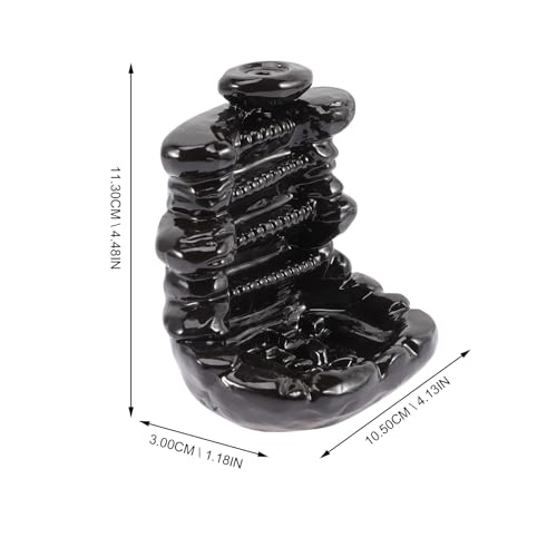 Ceramic Backflow Incense Burner Waterfall Censer Black Retro Aroma Holder for Home Decor and Meditation Room