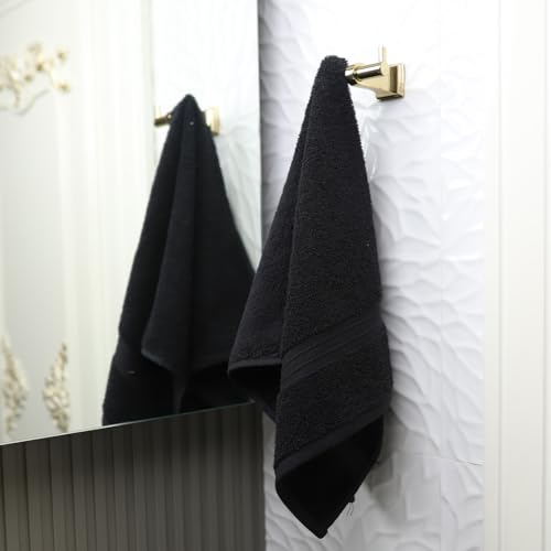Hand Towels Set of 4 - Soft & Luxury, Large (16"x 28") 100% Cotton, Decorative, Luxury and Cozy - Versatile, Perfect as Hotel Towel, Cotton Face Towels, Thick Hand Towels - Black - color: Black