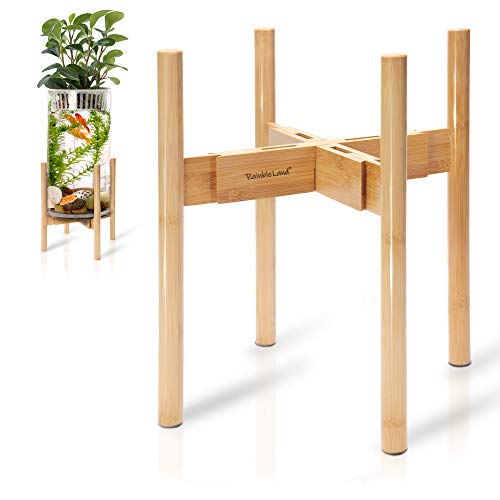 Adjustable Wooden Plant Stand Indoor for 8-12 Inch Pots, Expandable | Premium bamboo adjustable plant stand for 8-12" pots with modern style. Pot not included - color: Bamboo