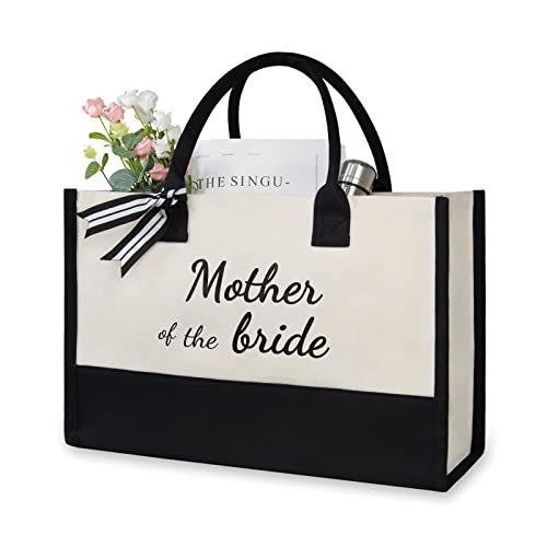 TOPDesign Canvas Tote Bag, Bridal Shower Gifts for Bride, Wedding Bachelorette Bride Gifts Shoulder Bag - style: Mother of the Bride