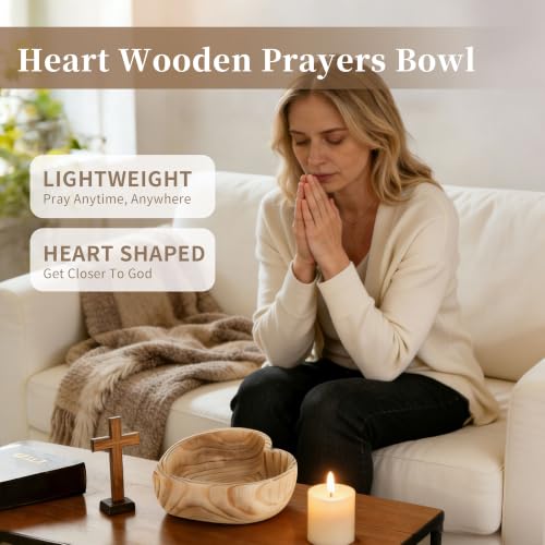 Hanobe Small 7.8" Heart Shaped Wood Decorative Key Bowl for Entryway Table | Catchall Key Bowls for Coffee Table decor, Living Room, Home Kitchen Table Centerpiece - size: 10.23 inches