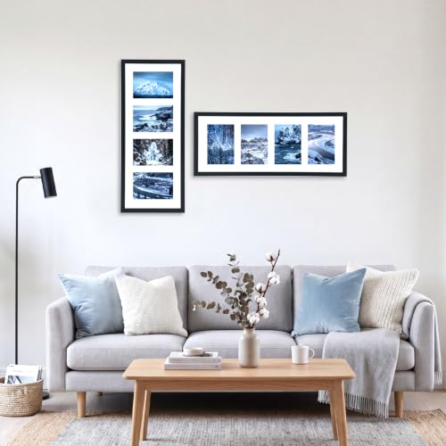 WIFTREY 2 Pack 4x6 Picture Frames Collage with 4 Openings, Display Eight 4 x 6 Photo Pictures for Wall Mounting, Black - color: Black, size: 4 Openings - 2 Pack