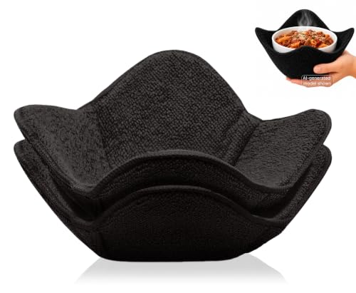 Set 2X Black 7" sq. x 4"H Polyester Microwave Bowl Holder Potholders - Microwavable Soup Bowl Cozy - Hot Pads Holders for Hot Food Quilted - Bowl Cozies for Microwave Kitchen Accessories, Gadgets - color: Color 3