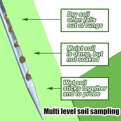10" Soil Probe for House Plants Stainless Steel Garden Soil Sample Probe No Batteries Required Moisture Meter Soil Probe Rod for Plant Garden Farm Soil Sampling