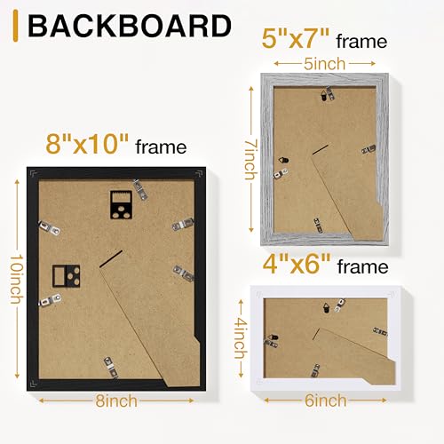 Vittanly 10 Pack Gallery Wall Frame Set, Black, Grey, White | Gallery Wall Frame Set: 2pcs 8x10, 4pcs 5x7 & 4pcs 4x6 Photos for Wall & Table, Picture Frames made of Engineered Wood - color: Black & Grey & White