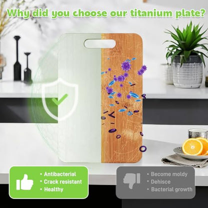 Titanium Cutting Board Double-Sided 100% Pure Titanium Cutting Boards for Kitchen - Food-Grade titanware chopping boards Stain-resistant Durable and easy to clean (15.3 x 11 in) - size: Medium