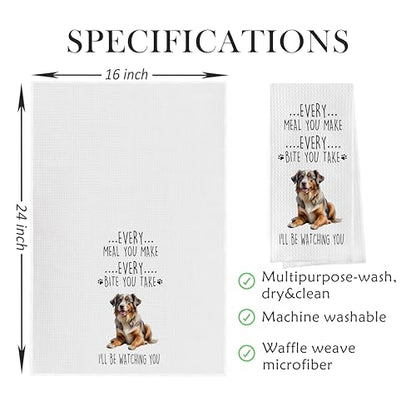 Gqtt Australian Shepherd Dish Towels Set - Funny Decorative Waffle Kitchen Towels, Hand Tea Towels, Gifts (1624 Inches, Set of 2) - color: Australian Shepherd