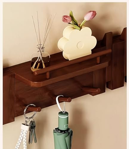 Wall Mounted Piano Key Hanger | Flip Style Hook | Entrance Wall Art Hook, Made of Oak Wood (3 Times Painted, 4 Times Polished) (Fence Walnut, 12Hooks) - color: Fence Walnut, size: 12Hooks