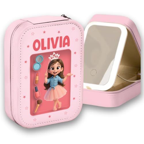 Women & Girls Floral Makeup Box With LED Mirror - Custom Photo Jewelry Box with LED Mirror, PU Leather Organizer Gift for Girls, Daughters, Granddaughters, Keepsake from Mom or Grandma - color: Cute Baby, size: Custom Photo