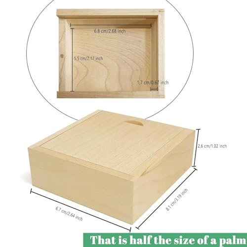 3.19" x 2.64" x 1.02" Inch Small Wood Gift Box with Sliding Lid, Sliding Top Tiny Wooden Keepsake Box USB Box for Wedding Gift, Elegant Present | Handcrafted Wood Box for Rings, Earrings(Maple Box) - color: Maple (3.19")