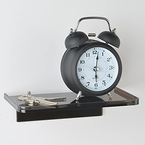 Stick-on Wall Shelf - Small Wall Mounted Adhesive Clear Acrylic Shelf Phone Holder Shelves Wipes Rack for Bathroom,Kitchen,Toilet,Office - Black - color: Black