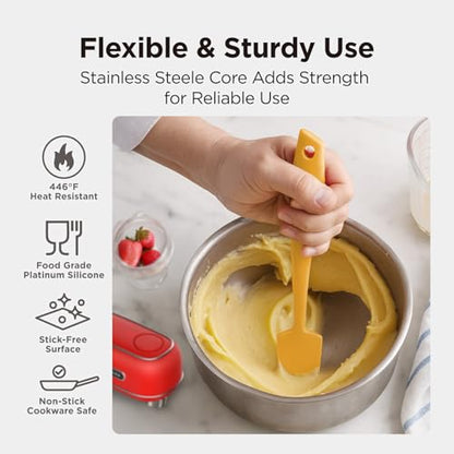Kitchen Mama WaltzGrip Platinum Silicone Jar & Can Spatula Set, Yellow | Heat-Resistant, Dishwasher Safe, Ergonomic Grip, Perfect for Mixing and Scraping, Nonstick Cookware - color: Yellow