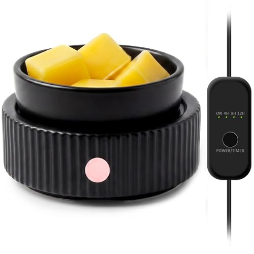 Wax Melt Warmer with 4 Timer & PTC Heating- Ceramic Fragrance 3-in-1 Oil Burner Electric Candle Wax Melter for Home Office Bedroom Fragrance, Home Décor Choice - color: Black Pinstripe