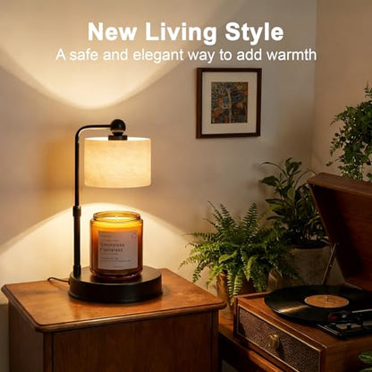 Candle Warmer Lamp with Timer, Best House Warming Gift, Height Adjustable & Dimmable Electric Candle Warmer Lamp, Includes 2 Bulbs, Birthday Gift for Women, Mom, Housewarming - Flaxen - color: Flaxen