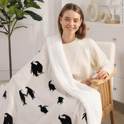 Electric Blanket Cute Heated Throw Blanket Penguin Print 50X60in for Winter - color: Penguin Print, size: Throw 50" x 60"