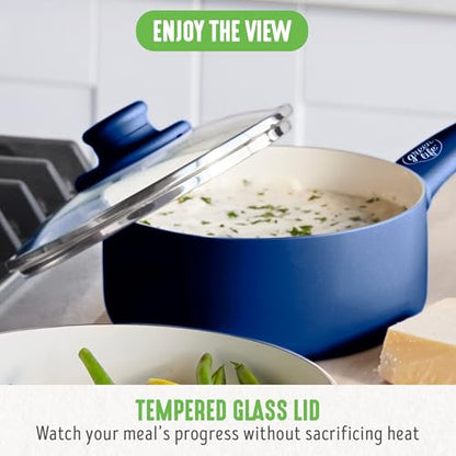 GreenLife 16 Piece Ceramic Nonstick Pots & Pans Cookware Set, Blue | PFAS-Free Nonstick Coating, Stockpot, Frying Pans, Saucepans, Sauté Pan, Stay-Cool Handles, Dishwasher & Oven Safe up to 350F - color: Blue, style: Soft Grip