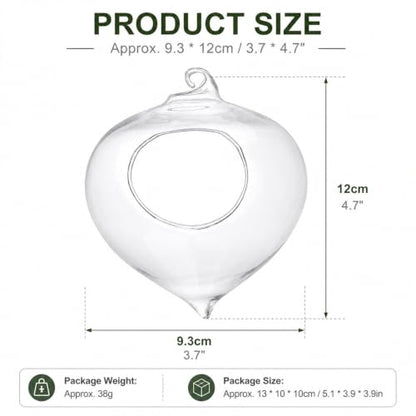 Hanging Glass Planter, 3.7x4.7in Teardrop Rope Terrarium, Transparent Hydroponic Vase for Indoor Herb Garden, Easy to Hang Air Plant Holder, Home Decoration