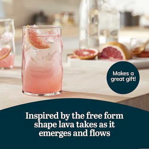 Libbey Lava Tumbler Drinking Glasses, All Purpose, Molten Groove Glasses Set of 8, Tactile, Tall Drinking Glasses for Water, Cocktails - color: Lava