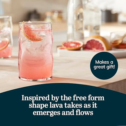 Libbey Lava Tumbler Drinking Glasses, All Purpose, Molten Groove Glasses Set of 8, Tactile, Tall Drinking Glasses for Water, Cocktails - color: Lava