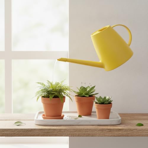 1.8L Long Spout Watering Can for Indoor Plants, Durable PP Plastic Pot Waterer with Precise Flow Control for Home Garden, Balcony & Windowsill - color: Yellow
