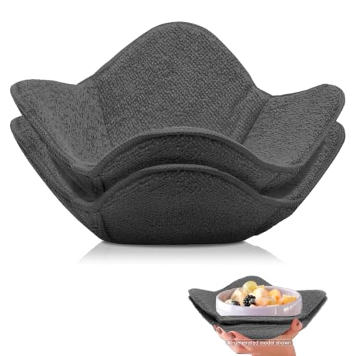 Set 2X Gray 7" sq. x 4" H Bowl Holders - Polyester Hot Soup Holder for Kitchen Gadget - Hot Pot and Japanese Soup Bowls - Microwave Bowl Cozy Safe - Multipurpose Hot Heat Proof Plate Holder - color: Color 4
