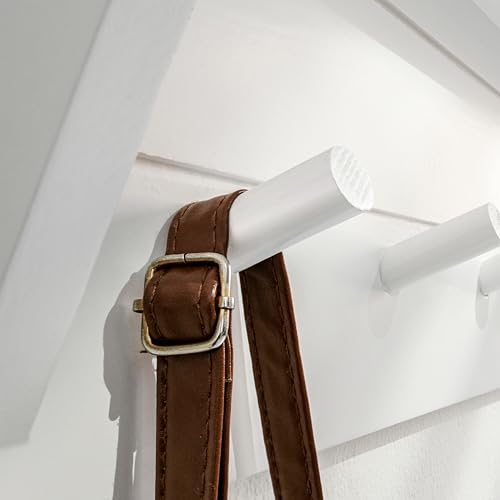 WEBI Coat Rack Wall Mount with Shelf,30" Long Entryway Wall Shelf with Hooks Underneath,7 Peg Hooks for Hanging Coats,Caps,Jacket,Clothes,White - color: White, size: 30 Inch
