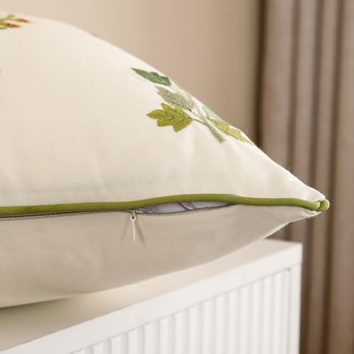 Embroidered Throw Pillow Covers 18x18 inch Pack of 2 Multiflower | Durable Fabric,Square Pillow Cover,Boho Decorative,Hidden Zipper,Aesthetic Design,Ideal Gift,Machine Washable - color: Multiflower