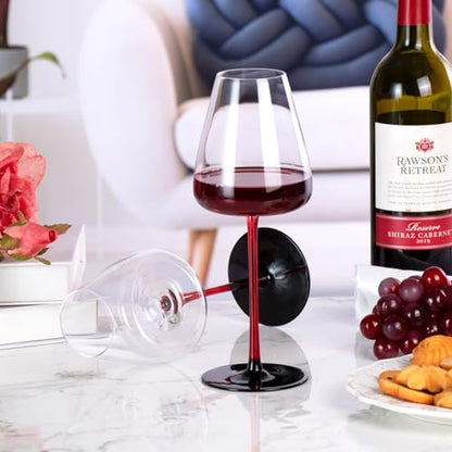 KAMMAK Crystal Red Wine Glasses Set of 2, 16.06 oz Stemmed Glasses, XH008 | Hand Blown, Bordeaux Wine Glasses, Thin Rim & Long Stem, Red & White, Daily Use, Wedding or Birthday Gift for Women - size: 8KPXH008