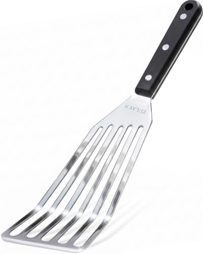 Zulay Kitchen Stainless Steel Fish Turner Spatula - 12.4” Flexible Heat-Resistant Slotted Turner for Non-Stick Cookware - Rust-Proof, Durable & Dishwasher Safe Cooking Utensil for Everyday Use - size: Large