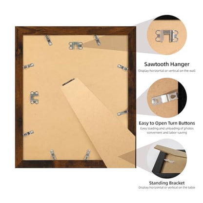 iRahmen 10x12 Picture Frame with Mat 8x10 - High Definition Real Glass Wooden Photo Frames for Tabletop Display and Wall Mounting (Dark Brown, Set of 4) - color: Dark Brown, size: 10X12