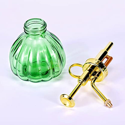 Glass Plant Mister Spray Bottle, 6.5" Green Glass Water Spray Bottle with Gold Top Pump Small Watering Can, Small Plant Sprayer Mister for Indoor Outdoor House, Green+Gold (Green+Gold C) - style: Green+Gold C