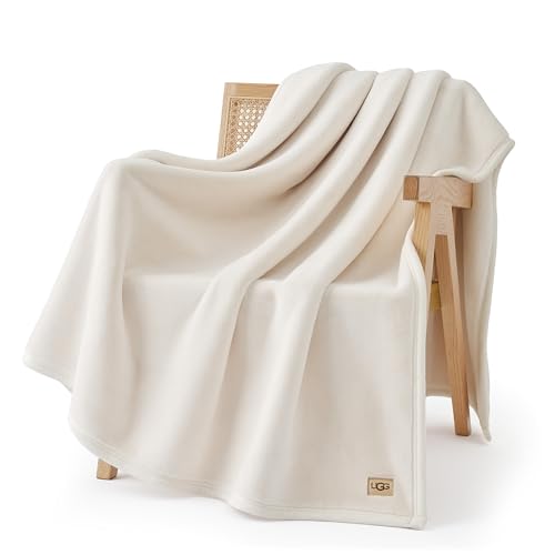 UGG Coco Throw Blanket, Cozy Fleece Blanket for Bed, 50" x 70", Off-White | Oversized Throw, Living Room and Bedroom Decor, Birthday Gift, Oeko Tex Certified, Living Room Décor - color: Off-white, size: Throw