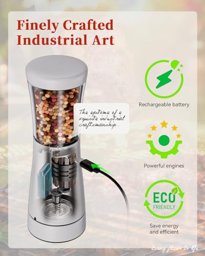 Electric Salt and Pepper Grinder Set with Storage Base, Stainless Steel Rechargeable Salt and Pepper Grinder Set with 4.5 oz Large Capacity, 1.8" Wide Mouth, Adjustable Coarseness, Ideal for Kitchen - color: Black