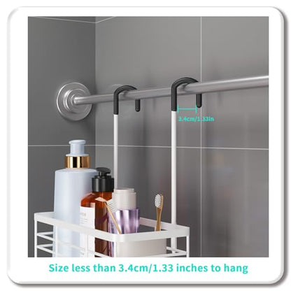 HapiRm Hanging Shower Caddy Organizer - No Drilling Shower Organizer with Hooks, Rustproof & Waterproof 304 Stainless Steel Bathroom Shelves - White (1 Basket) - color: White-1 Basket