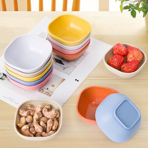 SHECIPIN 12 Pack Wheat Straw Soy Sauce Dishes, 4.5 OZ Small Dessert Bowls, Unbreakable Dipping Bowls, Small Bowls, Dipping Sauce Cups, Mini Prep Bowls, Dip Bowls for Side Dish (colorful - color: Multicolor