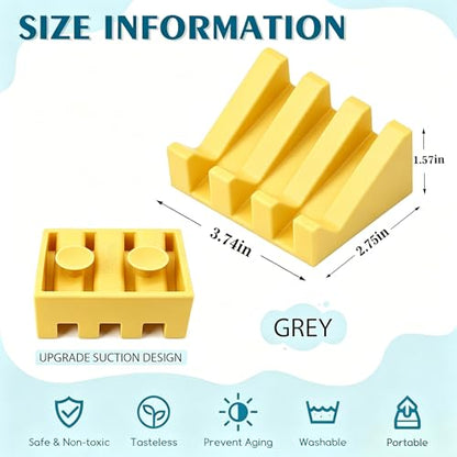 Silicone Soap Dish Self Draining with Suction Cups (Yellow,1 Pack) | Waterfall drainage design drains fast to keep soap dry silicone soap saver with reusable suction cups for bathroom & kitchen - color: Yellow, size: 1