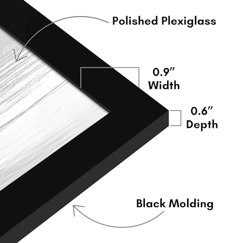 Americanflat 10x10 Picture Frame 5-Pack - Slim Molding - Black | Polished plexiglass front, wall or tabletop display with included easel, triangle hangers included, secure turn-tab backing - color: Black, size: 10x10