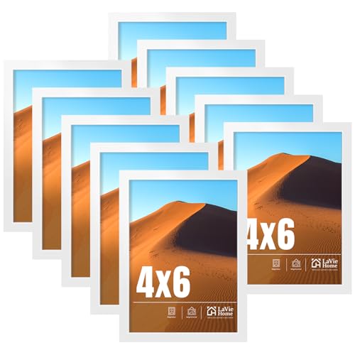 4x6 Picture Frame White Set of 10, Display 4 x 6 Picture, Photo Frame Collage for Wall Gallery or Table Deco, Hanging or Tabletop Display - color: white, size: 4x6