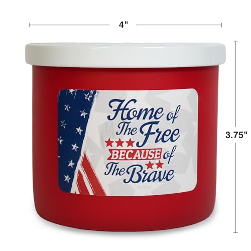 Colonial Candle Home of The Free Because of The Brave Scented Jar Candle, 3 Wick, 14 oz, 60H Burn - Made in The USA - color: Home of the Brave