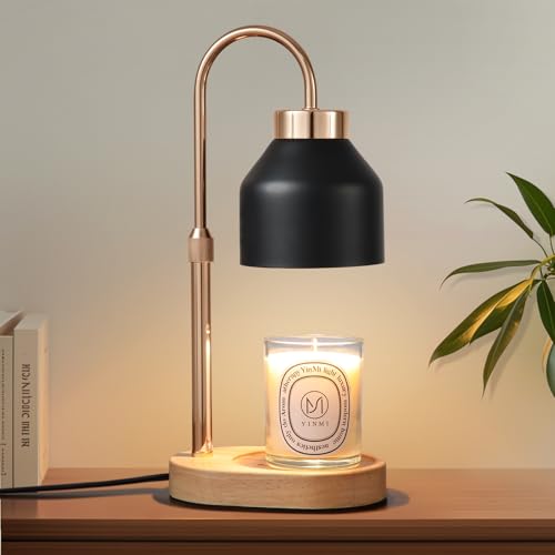 Candle Warmer Lamp with Dimmer and Timer,Home Decor Lamp for Scented Jar,Electric Wax Melt Warmer,Mother's Day/Birthday for Mom/Wife,Adjustable Height,with 2 Bulbs - color: Black-durm