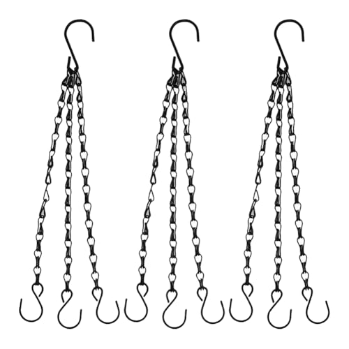 3 Pcs 23 Inch Adjustable Hanging Planter Chains Flower Pot Hanging Basket Chains Metal Chain Plant Hangers Bird Feeder Hanger Chain Potted Flower Hangers with Hooks for Lanterns Ornaments 3 Point - style: 3 point