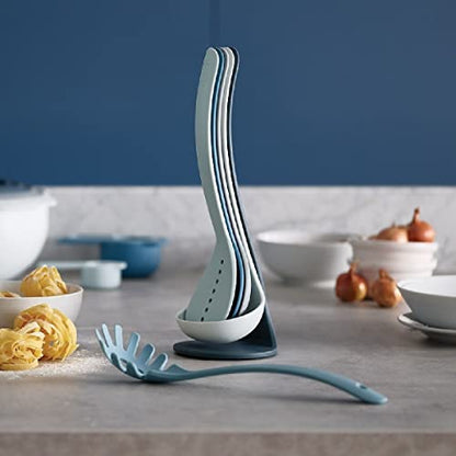 Joseph Joseph Nest Utensils Compact Stacking Kitchen Tool Set with Magnetic Storage Stand Nylon, 5-piece, Editions- Sky,Blue - color: Blue