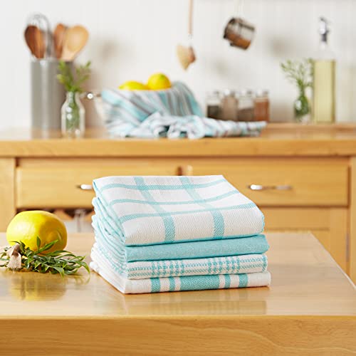 DII Assorted Woven, Kitchen Dishtowel Set, 18x28, Aqua, 5 Piece - color: Aqua