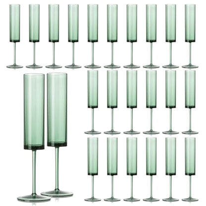 24 Pack Acrylic Dark Green Wine Glasses Green champagne glasses Champagne Flutes Sparkling Wine Glasses Wine Goblets Wedding Glassware Set Drinkware Glasses for Wedding Bar Celebration Baby Shower - color: Green, size: 24 Pack