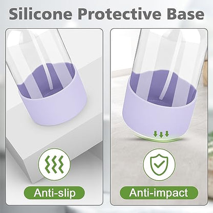 Rionisor Glass Spray Bottles with Silicone Sleeve Protection, Empty 16 oz Refillable Containers, Reusable Spray Bottles with Adjustable Nozzle for Hair, Cleaning Solutions, 1 Pack Purple - color: Purple, style: 1 Pack
