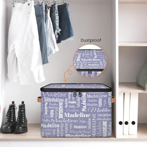 Custom Name Storage Basket, Personalized Keepsake Box, Haze Purple | Foldable Fabric Gradient Large Memory Bin with Handle Lid Lightweight Waterproof Dustproof, 14"L x 10.2"W x 10.4"H - color: Option 13