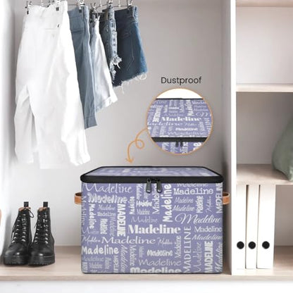 Custom Name Storage Basket, Personalized Keepsake Box, Haze Purple | Foldable Fabric Gradient Large Memory Bin with Handle Lid Lightweight Waterproof Dustproof, 14"L x 10.2"W x 10.4"H - color: Option 13