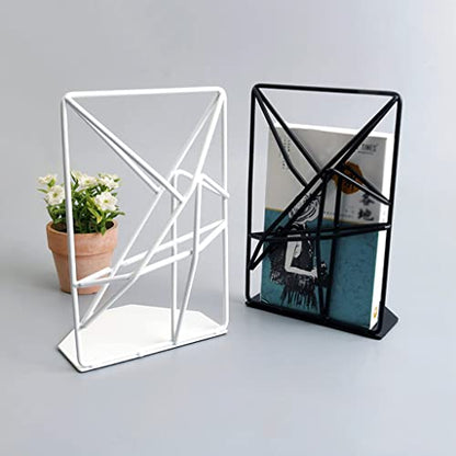 Bookends Bookends, Decorative Metal Book Ends Book Supports for Shelves, Book End Unique Geometric Design Bookend, 1 Pair/2 Pieces for Home Office