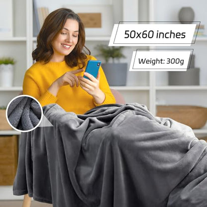 3-Pack Fleece Throw Blankets 50x60, 300GSM Soft Flannel Plush Blanket, Lightweight Warm Couch Sofa Bed Blankets, No Shedding All Season (Dark Gray) - color: Dark Gray