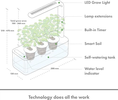 Click & Grow Smart Garden 3 Indoor Herb Garden Kit with Grow Light, Sage | Easier than a hydroponic growing system. Patented Smart Soil. Includes 3 basil pods. Choose from 50+ plant varieties - color: Sage green